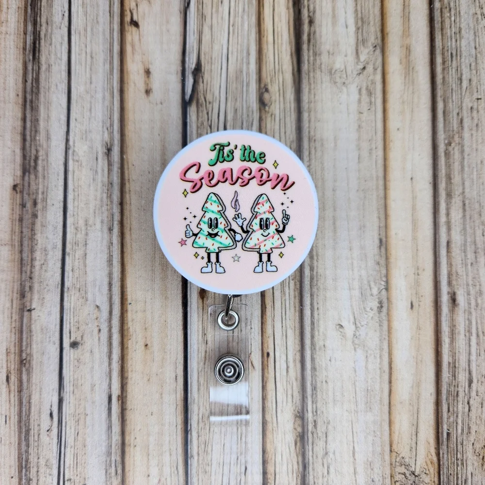 Christmas Tree Cake Badge Reel Name Tag‎ Holder